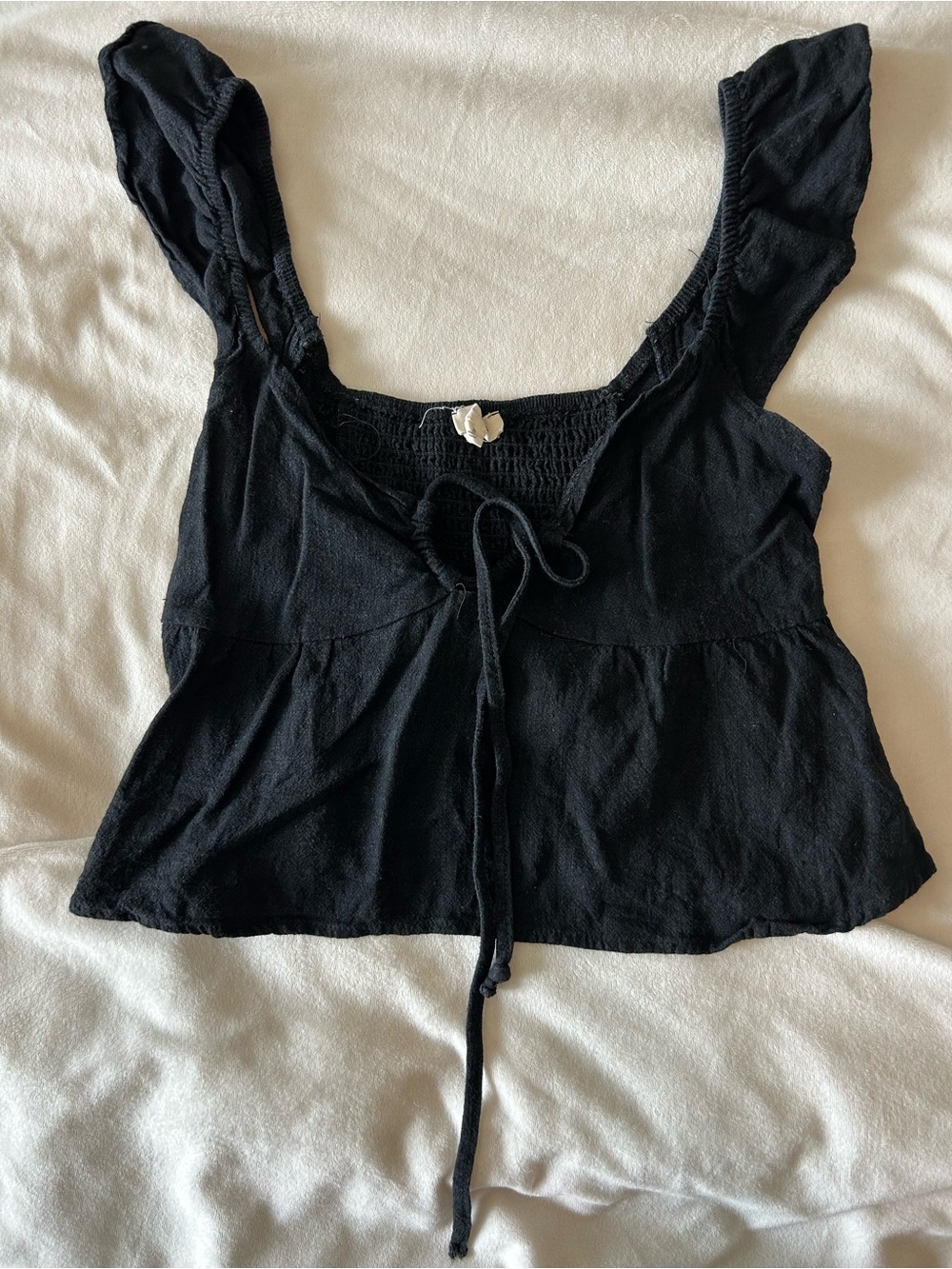 PACSUN Black Women’s Tie-Front Square Neck Top